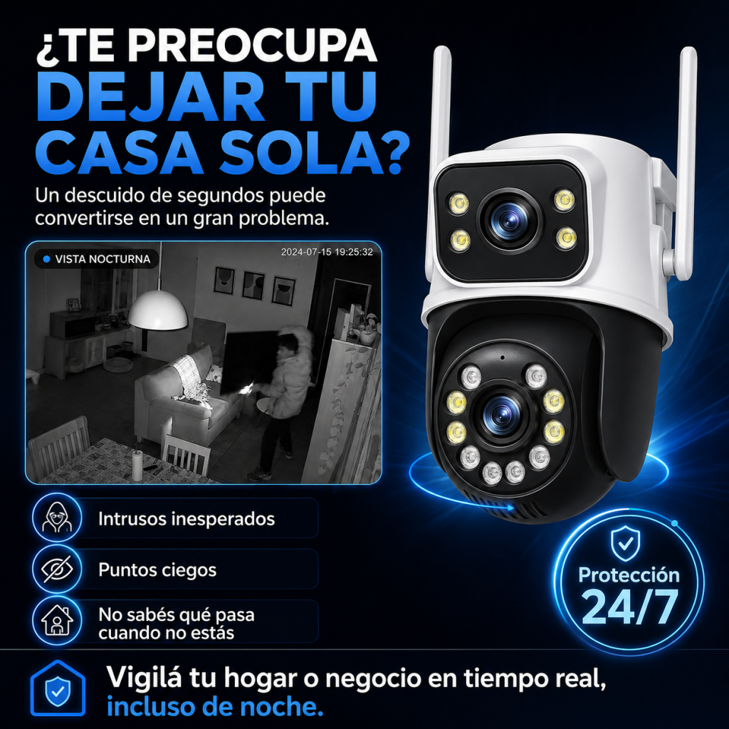 Cámara de Seguridad WiFi Doble Lente — Doble lente en acción