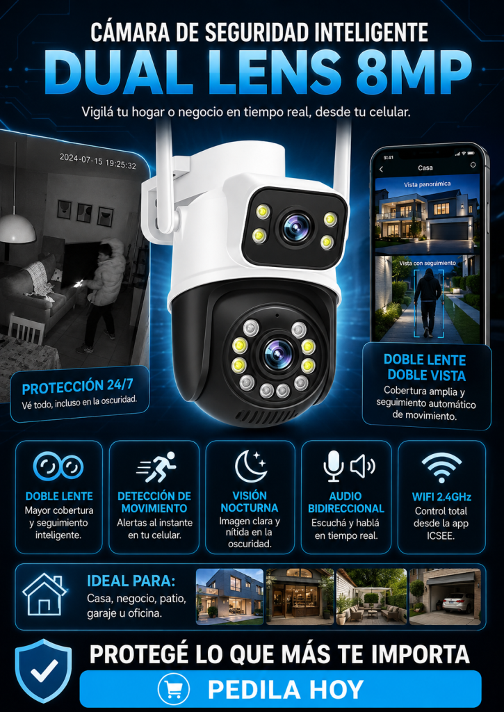 Cámara de Seguridad WiFi Doble Lente